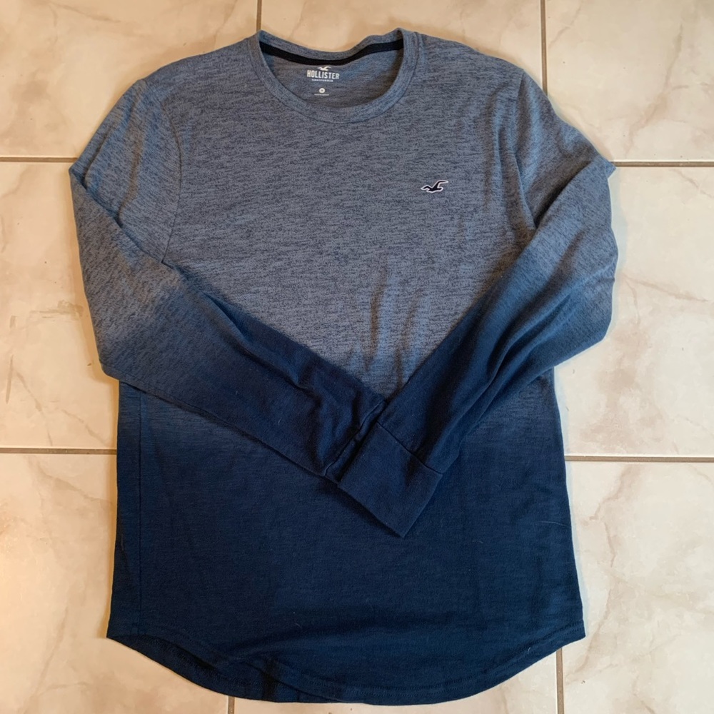 Mens Blue Ombre Hollister Long Sleeve Tee